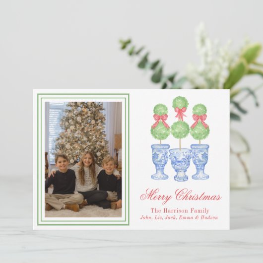 Cartes Pour Fêtes Annuelles Aquarelle Chinoiserie Christmas Bow Topio Photo (Debout devant)