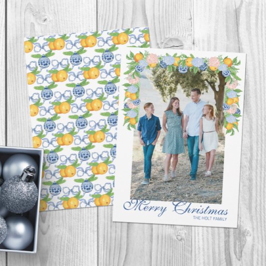 Cartes Pour Fêtes Annuelles Aquarelle Chinoiserie Mandarins Garland Photo