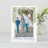 Cartes Pour Fêtes Annuelles Aquarelle Chinoiserie Mandarins Garland Photo (Debout devant)