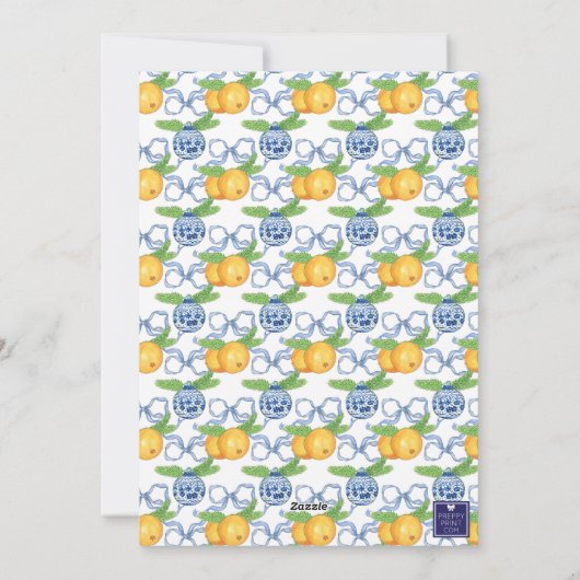 Cartes Pour Fêtes Annuelles Aquarelle Chinoiserie Mandarins Garland Photo (Dos)