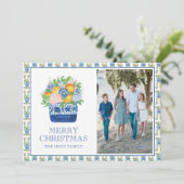 Cartes Pour Fêtes Annuelles Aquarelle Chinoiserie Mandarins Noël Photo (Debout devant)