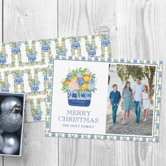 Cartes Pour Fêtes Annuelles Aquarelle Chinoiserie Mandarins Noël Photo