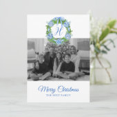 Cartes Pour Fêtes Annuelles Aquarelle Chinoiserie Ornements Couronne Noël (Debout devant)