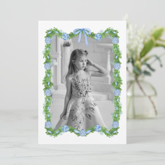 Cartes Pour Fêtes Annuelles Aquarelle Chinoiserie Ornements Garland Noël (Debout devant)