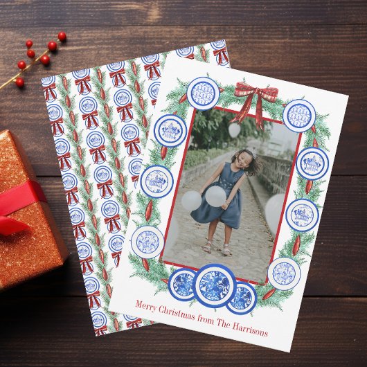 Cartes Pour Fêtes Annuelles Aquarelle Chinoiserie Plaques Garland Noël