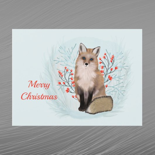Cartes Pour Fêtes Annuelles Aquarelle Christmas Fox Berries