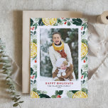 Cartes Pour Fêtes Annuelles Aquarelle Citron et verdure d'hiver Photo<br><div class="desc">Profitez de la fête avec notre carte de vacances photo personnalisable, avec une aquarelle festive motif de citrons, de saints et de verdure d'hiver. Ce design festif ajoute une touche nouvelle et dynamique à vos salutations de vacances et est parfait pour envoyer des messages personnalisés à vos amis et votre...</div>
