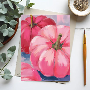 Cartes Pour Fêtes Annuelles Aquarelle Citrouille rose