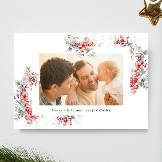 Cartes Pour Fêtes Annuelles aquarelle classique cadre botanique de noël