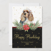 Cartes Pour Fêtes Annuelles Aquarelle Cocker Spaniel Chien Heureux Howlidays (Devant)