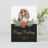Cartes Pour Fêtes Annuelles Aquarelle Cocker Spaniel Chien Heureux Howlidays (Debout devant)