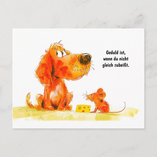 Cartes Pour Fêtes Annuelles Aquarelle Comique Chien et Souris au fromage (Devant)