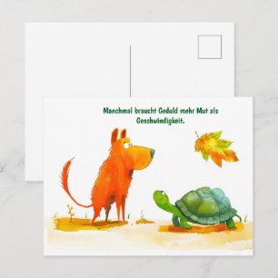 Cartes Pour Fêtes Annuelles Aquarelle Comique Chien et Tortue Réunion de Tortu