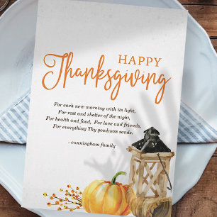 Cartes Pour Fêtes Annuelles Aquarelle Cornucopia Citrouille Thanksgiving Poème