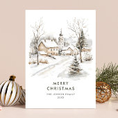 Cartes Pour Fêtes Annuelles Aquarelle Cosy hiver Pays Noël