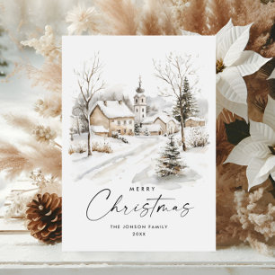 Cartes Pour Fêtes Annuelles Aquarelle Cosy hiver Pays Noël
