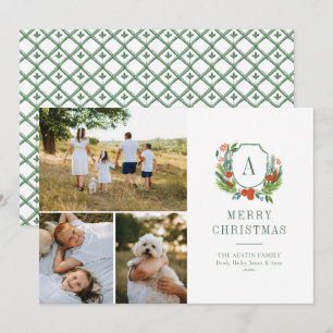 Cartes Pour Fêtes Annuelles Aquarelle Crest Preppy Noël Multi-Carte photo