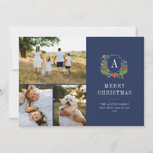 Cartes Pour Fêtes Annuelles Aquarelle Crest Preppy Noël Multi-Carte photo