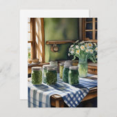 Cartes Pour Fêtes Annuelles Aquarelle Cuisine Agritouriste Table Avec Haricots (Devant / Derrière)