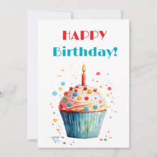 Cartes Pour Fêtes Annuelles Aquarelle Cupcake Joyeux anniversaire