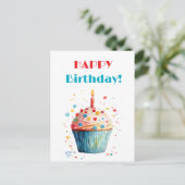Cartes Pour Fêtes Annuelles Aquarelle Cupcake Joyeux anniversaire (Debout devant)