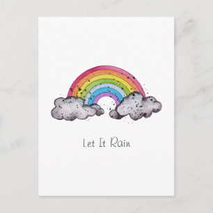 Cartes Pour Fêtes Annuelles Aquarelle Cute Arc-En-Ciel Et Nuages