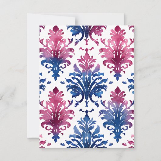 Cartes Pour Fêtes Annuelles Aquarelle Damas (Devant)