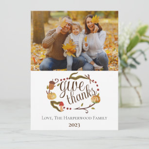 Cartes Pour Fêtes Annuelles Aquarelle d'automne moderne Thanksgiving Photo de