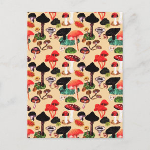 Cartes Pour Fêtes Annuelles Aquarelle de champignon d'automne rétro