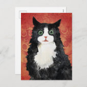 Cartes Pour Fêtes Annuelles Aquarelle de chat (Devant / Derrière)