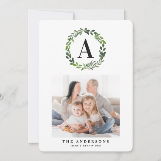 Cartes Pour Fêtes Annuelles Aquarelle de courroie multi photo initiale (Devant)