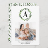 Cartes Pour Fêtes Annuelles Aquarelle de courroie multi photo initiale (Devant / Derrière)