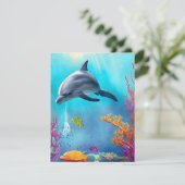 Cartes Pour Fêtes Annuelles Aquarelle de dauphin (Debout devant)