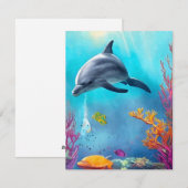 Cartes Pour Fêtes Annuelles Aquarelle de dauphin (Devant / Derrière)