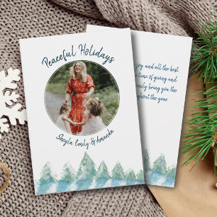 Cartes Pour Fêtes Annuelles Aquarelle de la forêt Paisible hiver photo Noël