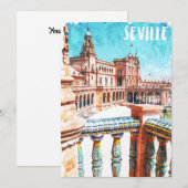 Cartes Pour Fêtes Annuelles Aquarelle de l'architecture de Sevilla Espagne (Devant / Derrière)