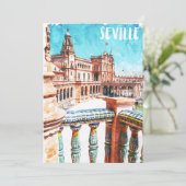 Cartes Pour Fêtes Annuelles Aquarelle de l'architecture de Sevilla Espagne (Debout devant)
