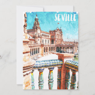 Cartes Pour Fêtes Annuelles Aquarelle de l'architecture de Sevilla Espagne