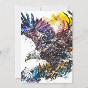 Cartes Pour Fêtes Annuelles Aquarelle de Mountain Majesty Eagle