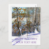 Cartes Pour Fêtes Annuelles Aquarelle de neige (Devant / Derrière)