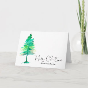 Cartes Pour Fêtes Annuelles Aquarelle de Noël en famille Pinetree, personnalis