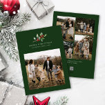 Cartes Pour Fêtes Annuelles Aquarelle de Noël Floral Cinq photo Collage<br><div class="desc">Christmas Watercolor Floral Five Photo Collage Holiday Card présente une belle aquarelle illustrant la verdure saisonnière et les baies sèches,  ainsi que cinq photos.</div>