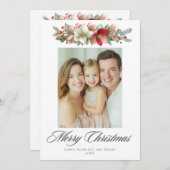 Cartes Pour Fêtes Annuelles Aquarelle de Noël Hellebore Design (Devant / Derrière)