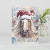 Cartes Pour Fêtes Annuelles Aquarelle de Noël Hiver Cheval (Debout devant)