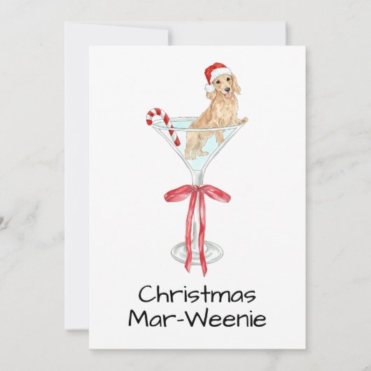 Cartes Pour Fêtes Annuelles Aquarelle de Noël Mar Weenie Dachshund Chien (Devant)