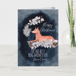 Cartes Pour Fêtes Annuelles Aquarelle de Noël personnalisée Basenji Mom