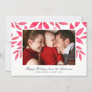 Cartes Pour Fêtes Annuelles Aquarelle de Noël Poinsettia peinte à la main