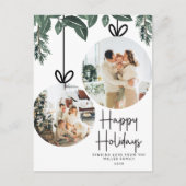 Cartes Pour Fêtes Annuelles Aquarelle de Noël rustique Vert Photo (Devant)