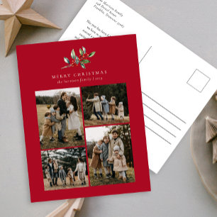 Cartes Pour Fêtes Annuelles Aquarelle de Noël simple Collage photo florale