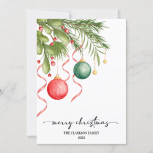Cartes Pour Fêtes Annuelles Aquarelle de Noël Verdure Wreath Noël